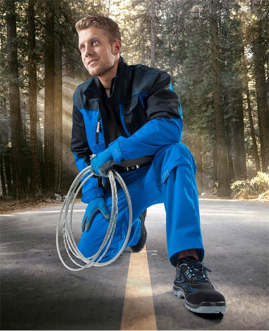 Set costum cu pantaloni de lucru in talie 4TECH - albastru/negru [4]