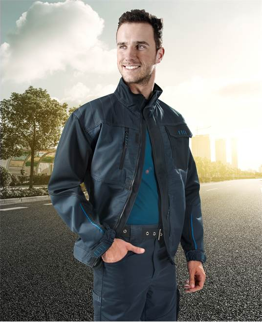 Set costum cu pantaloni de lucru cu pieptar 4TECH - asfalt/negru [3]