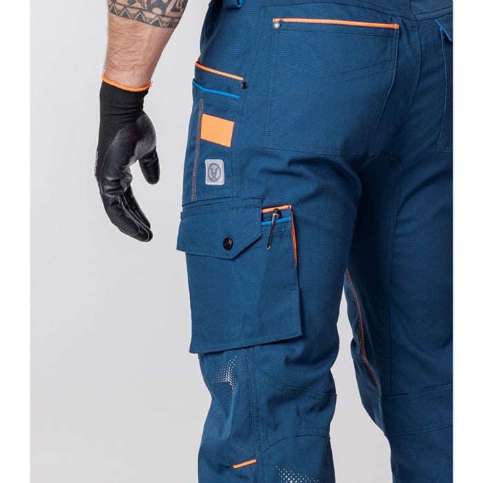 Set costum cu pantaloni de lucru in talie CREATRON - albastru/neon [17]