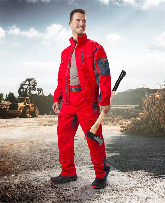 Set costum cu pantaloni de lucru in talie VISION - rosu/gri [8]