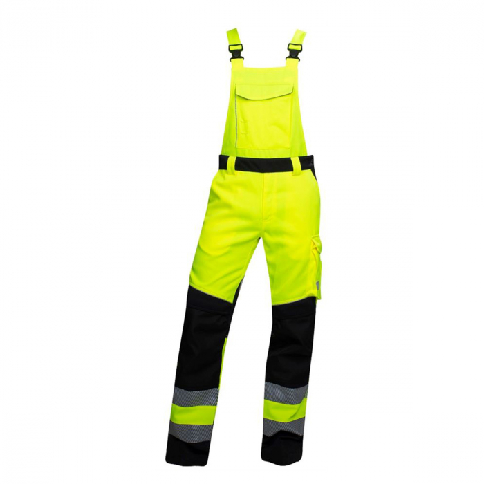 Set costum reflectorizant cu pantaloni de lucru cu pieptar SIGNAL+ - galben/negru [9]