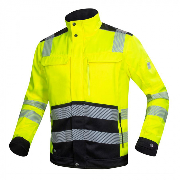 Set costum reflectorizant cu pantaloni de lucru cu pieptar SIGNAL+ - galben/negru [2]