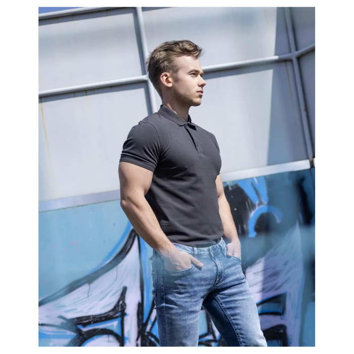 Tricou polo cu maneca scurta ZYDIN - gri inchis [2]