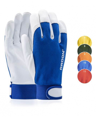Manusi de protectie din piele de capra Hobby cu manseta velcro - galben - blisterate 1121X