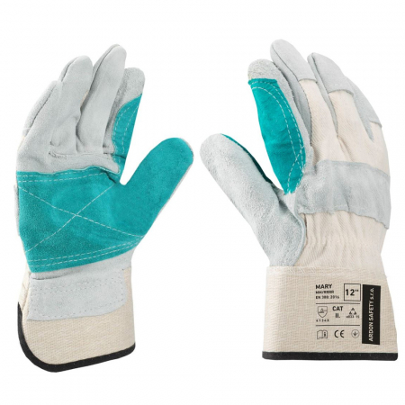Manusi protectie piele - Manusi de protectie din spalt bovina Mary gri/verde 4134X