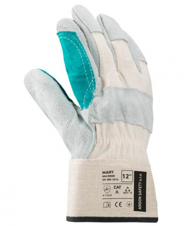 Manusi de protectie din spalt bovina Mary gri/verde 4134X [1]