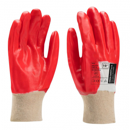 Manusi impregnate cu PVC - Manusi de protectie imersate 3/4 in PVC - Rich - rosu 3131X