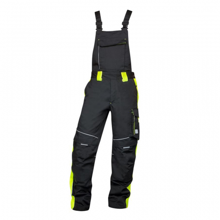 Pantaloni de lucru cu pieptar - Pantaloni cu pieptar de iarna NEON - negru/galben