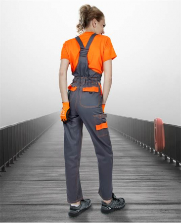 Pantaloni de lucru cu pieptar COOL TREND - gri/portocaliu - pentru femei [2]