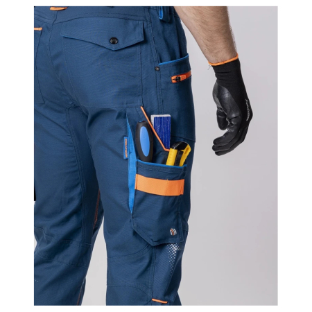 Pantaloni de lucru cu pieptar Creatron - albastru/neon [4]