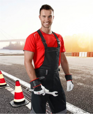 Pantaloni de lucru cu pieptar R8ED - negru/gri [1]