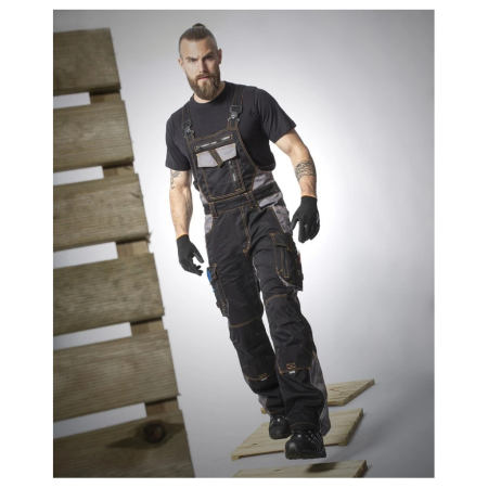 Pantaloni de lucru cu pieptar VISION - negru/gri [1]