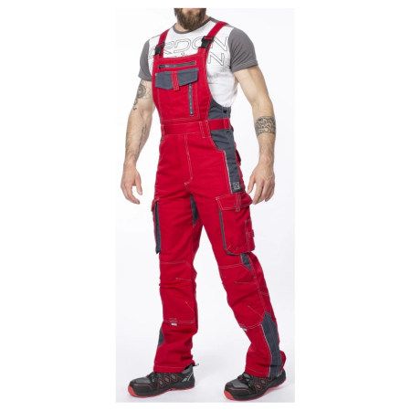 Pantaloni de lucru cu pieptar VISION - rosu/gri [2]