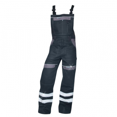 Pantaloni de lucru reflectorizanti cu pieptar COOL TREND - negru [0]