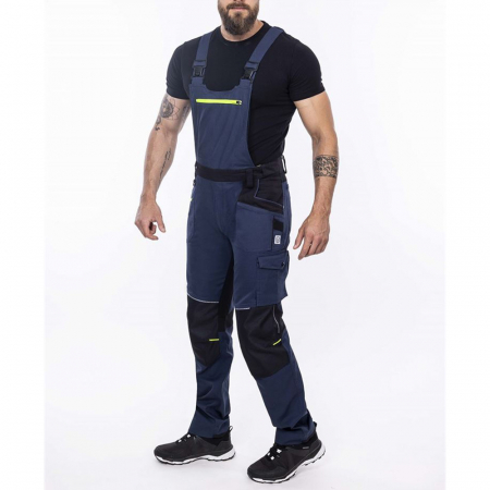 Set costum cu pantaloni de lucru cu pieptar 4XSTRETCH - bleumarin [4]