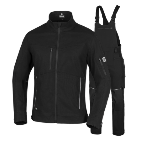 Costume salopeta - Set costum cu pantaloni de lucru cu pieptar 4XSTRETCH - negru