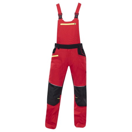Set costum cu pantaloni de lucru cu pieptar 4XSTRETCH - rosu [8]