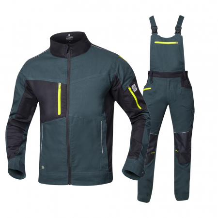 Imbracaminte de lucru - Set costum cu pantaloni de lucru cu pieptar 4XSTRETCH - verde