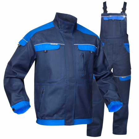 Imbracaminte de lucru - Set costum cu pantaloni de lucru cu pieptar COOL TREND - bleumarin/albastru