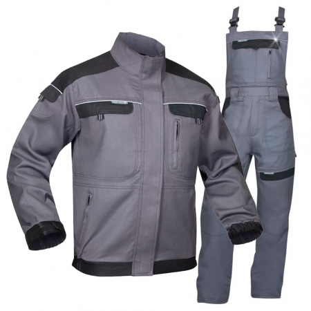 Imbracaminte de lucru - Set costum cu pantaloni de lucru cu pieptar COOL TREND - gri