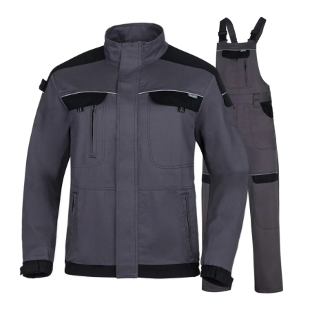 Costume salopeta - Set costum cu pantaloni de lucru cu pieptar COOL TREND - gri
