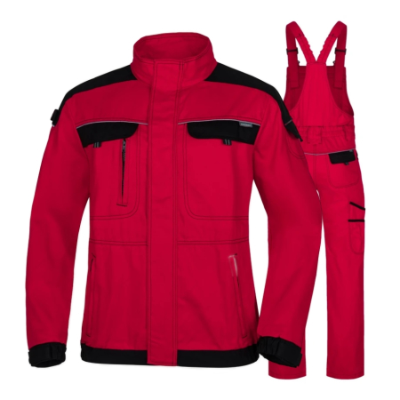 Costume salopeta - Set costum cu pantaloni de lucru cu pieptar COOL TREND - rosu