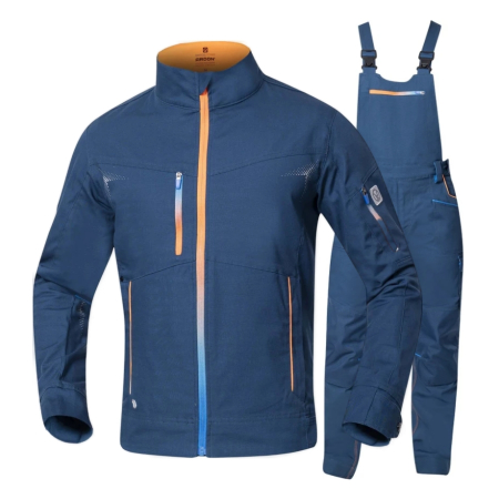Costume salopeta - Set costum cu pantaloni de lucru cu pieptar CREATRON - albastru/neon