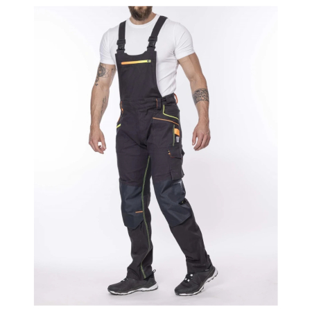 Set costum cu pantaloni de lucru cu pieptar CREATRON - neon/negru [9]