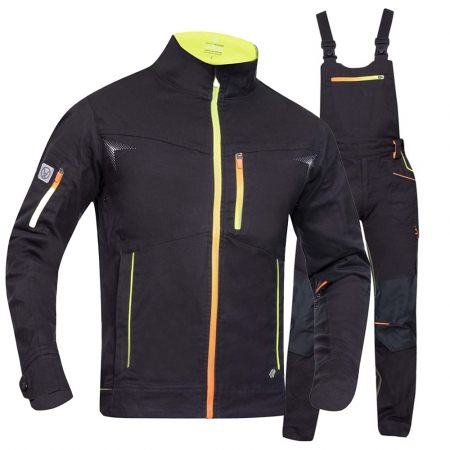 Imbracaminte de lucru - Set costum cu pantaloni de lucru cu pieptar CREATRON - neon/negru
