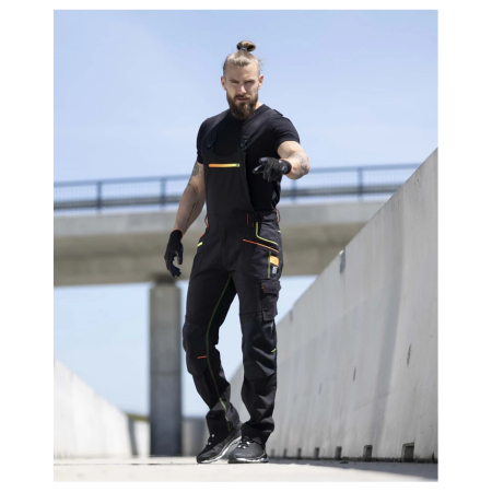 Set costum cu pantaloni de lucru cu pieptar CREATRON - neon/negru [11]