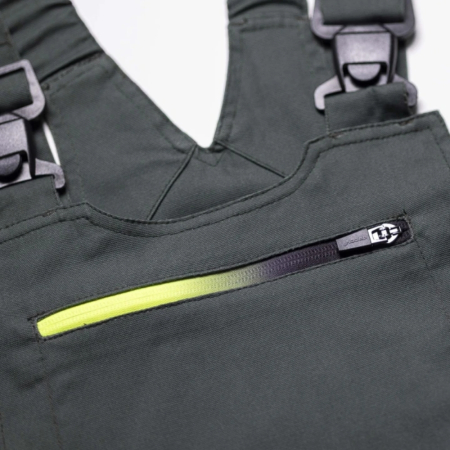 Set costum cu pantaloni de lucru cu pieptar CREATRON - verde/kaki [20]