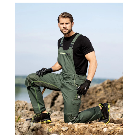 Set costum cu pantaloni de lucru cu pieptar CREATRON - verde/kaki [14]