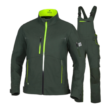 Costume salopeta - Set costum cu pantaloni de lucru cu pieptar CREATRON - verde/kaki