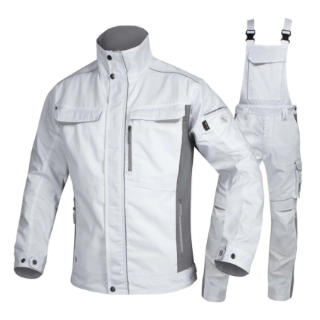 Costume salopeta - Set costum cu pantaloni de lucru cu pieptar hidrofobizati URBAN+ - alb