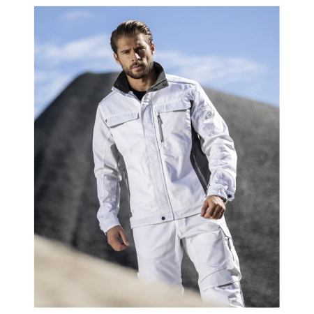 Set costum cu pantaloni de lucru cu pieptar hidrofobizati URBAN+ - alb [5]