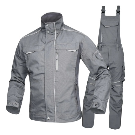 Costume salopeta - Set costum cu pantaloni de lucru cu pieptar hidrofobizati URBAN+ - gri