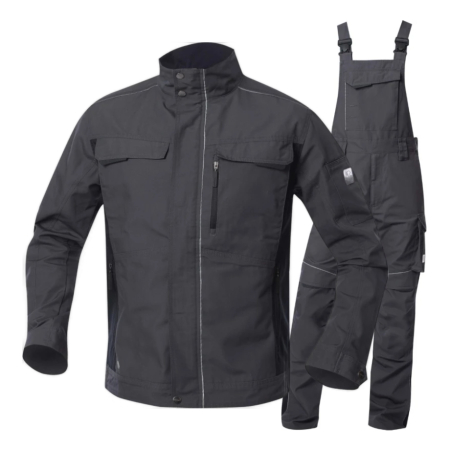 Costume salopeta - Set costum cu pantaloni de lucru cu pieptar hidrofobizati URBAN+ - gri inchis