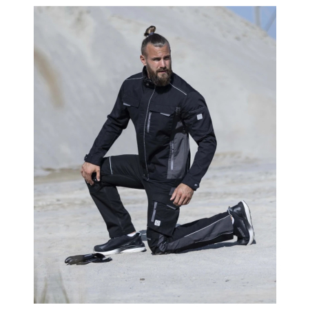 Set costum cu pantaloni de lucru cu pieptar hidrofobizati URBAN+ - negru [3]