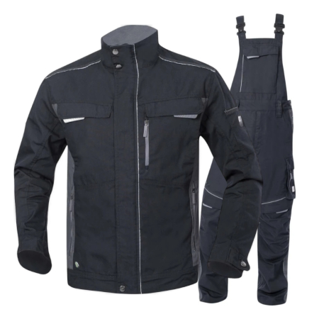 Costume salopeta - Set costum cu pantaloni de lucru cu pieptar hidrofobizati URBAN+ - negru