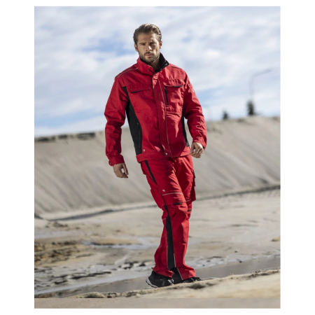Set costum cu pantaloni de lucru cu pieptar hidrofobizati URBAN+ - rosu [3]