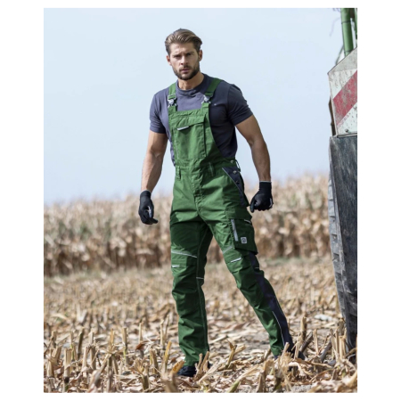 Set costum cu pantaloni de lucru cu pieptar hidrofobizati URBAN+ - verde [10]