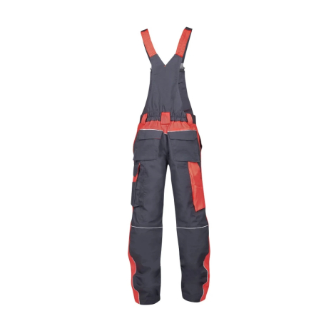 Set costum cu pantaloni de lucru cu pieptar NEON - gri/rosu [6]