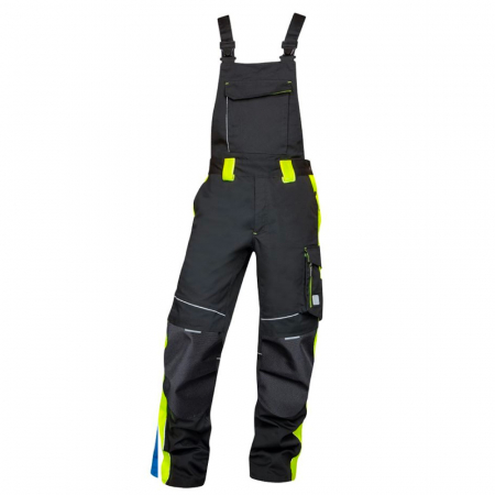 Set costum cu pantaloni de lucru cu pieptar NEON - negru/galben [4]