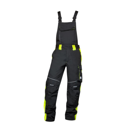 Set costum cu pantaloni de lucru cu pieptar NEON - negru/galben [4]
