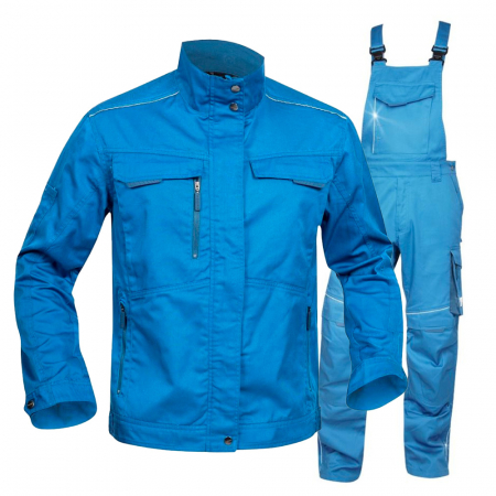 Jachete / Bluze salopeta - Set costum cu pantaloni de lucru cu pieptar SUMMER - albastru