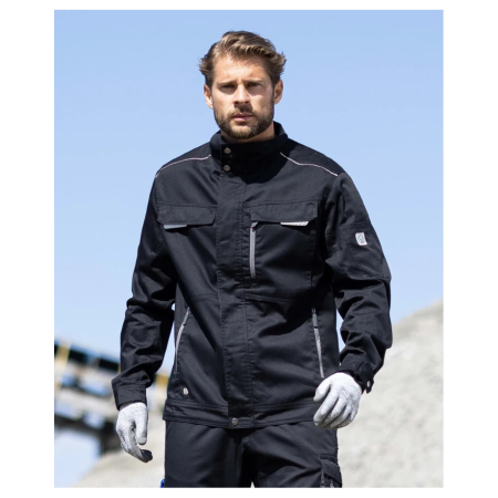 Set costum cu pantaloni de lucru cu pieptar SUMMER - negru [4]