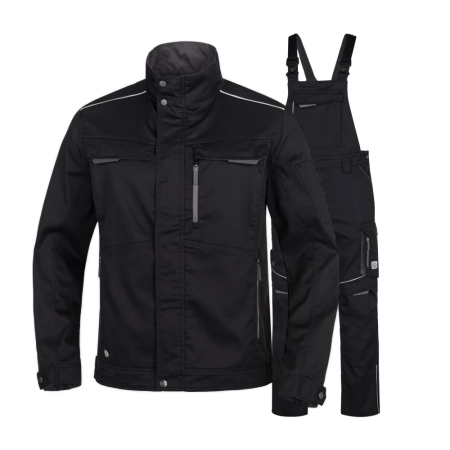 Costume salopeta - Set costum cu pantaloni de lucru cu pieptar SUMMER - negru