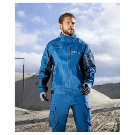 Set costum cu pantaloni de lucru cu pieptar VISION - albastru/gri [3]