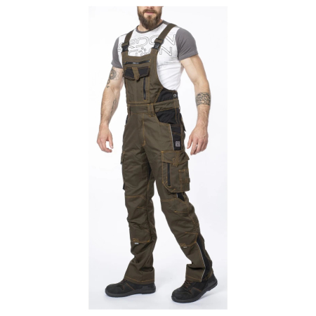 Set costum cu pantaloni de lucru cu pieptar VISION - asfalt/negru [5]