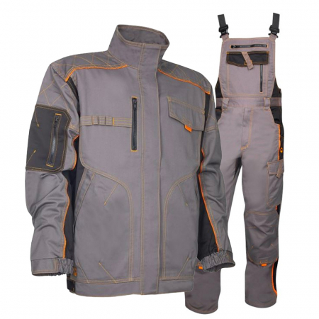 Jachete / Bluze salopeta - Set costum cu pantaloni de lucru cu pieptar VISION - gri/negru
